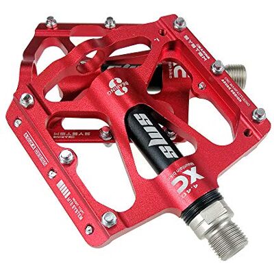 shanmashi Mountainbike, racefiets, stadsmountainbike met antislip pedaal van hoogwaardige aluminiumlegering, BMX-fiets met CR-Mo stalen pedaal (rood) shanmashi Mountainbike, racefiets, stadsmountainbike met antislip pedaal van hoogwaardige aluminiumlegering, BMX-fiets met CR-Mo stalen pedaal (rood)