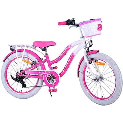 VOLARE Kinderfiets, 20 inch, voor meisjes van 6-8 jaar, mooi roze, met bel, mand, luchtbanden en 7 versnellingen Shimano VOLARE Kinderfiets, 20 inch, voor meisjes van 6-8 jaar, mooi roze, met bel, mand, luchtbanden en 7 versnellingen Shimano