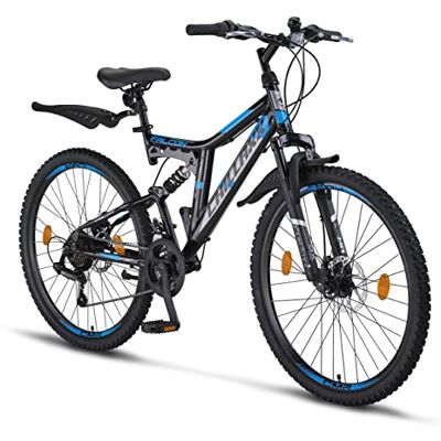 Chillaxx Bike Falcon Premium mountainbike 24, 26, 27,5 en 29 inch, fiets voor jongens, meisjes, dames en heren, schijfrem, 21 versnellingen, volledige vering Chillaxx Bike Falcon Premium mountainbike 24, 26, 27,5 en 29 inch, fiets voor jongens, meisjes, dames en heren, schijfrem, 21 versnellingen, volledige vering