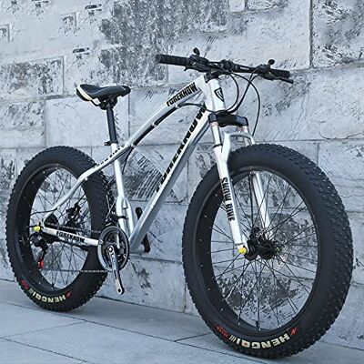 JAMCHE 20/24/26 x 4,0 inch mountainbike met dik wiel, mountainbike voor volwassenen met vetbanden, fiets 7/21/24/27/30 versnellingen, dubbel koolstofstalen frame JAMCHE 20/24/26 x 4,0 inch mountainbike met dik wiel, mountainbike voor volwassenen met vetbanden, fiets 7/21/24/27/30 versnellingen, dubbel koolstofstalen frame