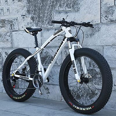 JAMCHE 20/24/26 x 4,0 inch mountainbike met dik wiel, mountainbike voor volwassenen met vetbanden, fiets 7/21/24/27/30 versnellingen, dubbel koolstofstalen frame JAMCHE 20/24/26 x 4,0 inch mountainbike met dik wiel, mountainbike voor volwassenen met vetbanden, fiets 7/21/24/27/30 versnellingen, dubbel koolstofstalen frame