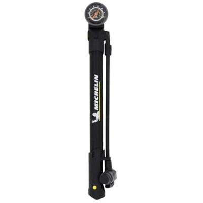 Michelin Air Tech Pro Mini Convertible Aluminium Pomp Hand/Voetbediening Compatibel met Presta, Schrader, Dunlop ventielen Analoog manometer voor mountainbike, mountainbike, e-bike en Michelin Air Tech Pro Mini Convertible Aluminium Pomp Hand/Voetbediening Compatibel met Presta, Schrader, Dunlop ventielen Analoog manometer voor mountainbike, mountainbike, e-bike en