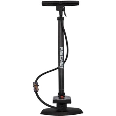 Fischer Staande luchtpomp met manometer, hoog pompvermogen tot 11 bar, voor alle ventielen (AV, DV, SV), dubbele kop met ballonadapters en luchtmatras, zilver Double tête pour valves AV, DV et SV, avec manomètre. Idéal pour pneus de vélo, ballons et mat Fischer Staande luchtpomp met manometer, hoog pompvermogen tot 11 bar, voor alle ventielen (AV, DV, SV), dubbele kop met ballonadapters en luchtmatras, zilver Double tête pour valves AV, DV et SV, avec manomètre. Idéal pour pneus de vélo, ballons et mat
