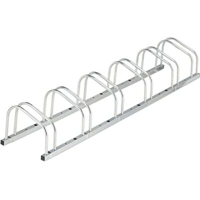 Relaxdays Vloerfietshouder voor 6 fietsen, wielen tot 50 mm, metaal, garage, parkeerplaats, zilver, 26 x 168 x 33,5 cm Relaxdays Vloerfietshouder voor 6 fietsen, wielen tot 50 mm, metaal, garage, parkeerplaats, zilver, 26 x 168 x 33,5 cm