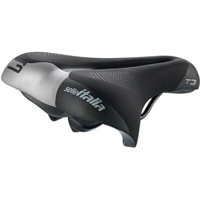 Selle Italia Zadel Italia stadsfietszadel T 3 Flow, FeC Alloy frame Ø 7, Soft-Tek zadel, ultra comfort gel, duurzaam, Hi-Viz-inzetstukken, ergonomisch, zwart, S2 Selle Italia Zadel Italia stadsfietszadel T 3 Flow, FeC Alloy frame Ø 7, Soft-Tek zadel, ultra comfort gel, duurzaam, Hi-Viz-inzetstukken, ergonomisch, zwart, S2