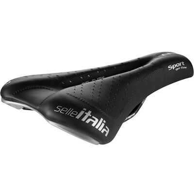 Selle Italia Sport Gel Flow zadel zwart S2, Nera Sport Gel Flow racezadel, trillingsabsorberende gel, stalen rails Selle Italia Sport Gel Flow zadel zwart S2, Nera Sport Gel Flow racezadel, trillingsabsorberende gel, stalen rails