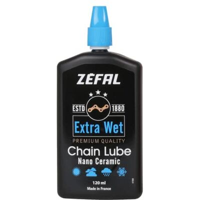 ZEFAL Zéfal Extra Wet Lube 120 ml keramisch smeermiddel premium fietsketting zeer lange duurzaamheid fietsen unisex volwassenen, zwart-blauw, 120 ml ZEFAL Zéfal Extra Wet Lube 120 ml keramisch smeermiddel premium fietsketting zeer lange duurzaamheid fietsen unisex volwassenen, zwart-blauw, 120 ml