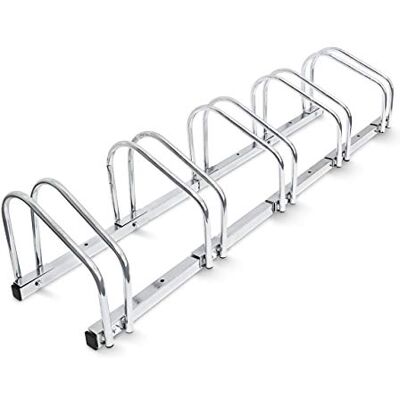 Relaxdays Familierek voor 5 fietsen, zilverkleurig Relaxdays Familierek voor 5 fietsen, zilverkleurig