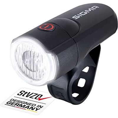 Sigma Sport Aura 30 Koplamp, Jeugd Uniseks, Zwart Voorlicht op batterijen, 30 LUX, 2 verlichtingsmodi, kleur: zwart Sigma Sport Aura 30 Koplamp, Jeugd Uniseks, Zwart Voorlicht op batterijen, 30 LUX, 2 verlichtingsmodi, kleur: zwart