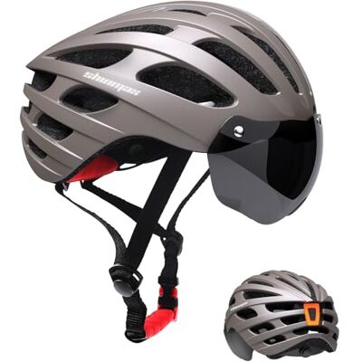 Shinmax Fietshelm voor heren en dames, MTB-fietshelm met USB, magnetisch UV-beschermend licht, helder zelfklevend vizier, uniseks, verstelbaar, fietshelm voor weg en raceboard, Shinmax Fietshelm voor heren en dames, MTB-fietshelm met USB, magnetisch UV-beschermend licht, helder zelfklevend vizier, uniseks, verstelbaar, fietshelm voor weg en raceboard,