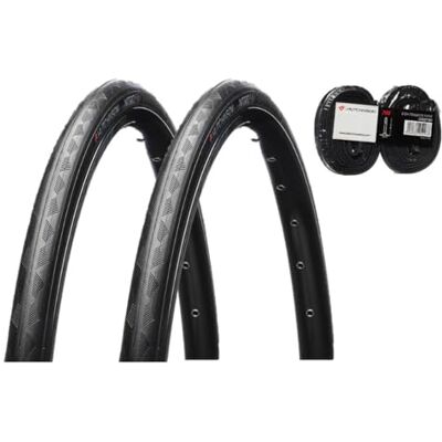 Hutchinson Set van 2 banden + 2 binnenband route Nitro 2 700 x 25 stang zacht zwart Hutchinson Set van 2 banden + 2 binnenband route Nitro 2 700 x 25 stang zacht zwart