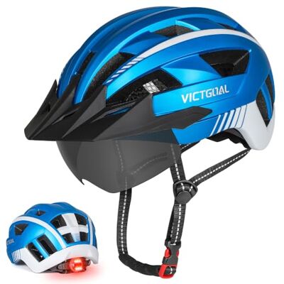 VICTGOAL Fietshelm voor volwassenen met ledlicht, verstelbare MTB-fietshelm, mountainbike-helm voor volwassenen, heren en dames VICTGOAL Fietshelm voor volwassenen met ledlicht, verstelbare MTB-fietshelm, mountainbike-helm voor volwassenen, heren en dames