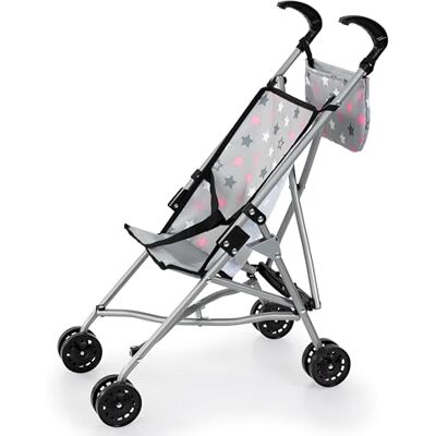 Bayer Design 30507AB Poppenwandelwagen met tas, dubbele wielen, veiligheidsgordel, opvouwbaar, metaal Bayer Design 30507AB Poppenwandelwagen met tas, dubbele wielen, veiligheidsgordel, opvouwbaar, metaal