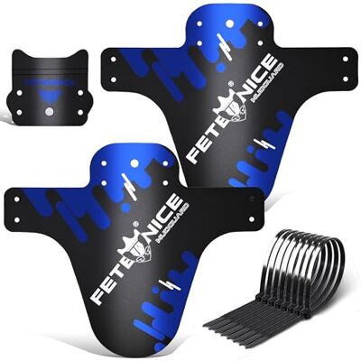 FETESNICE Mountainbike-spatbord, verstelbaar, compatibel voor en achter, geschikt voor wielmaten 26 inch, 27,5 inch, 29 inch, groot formaat en dikke fiets, 2 stuks (blauw-B) FETESNICE Mountainbike-spatbord, verstelbaar, compatibel voor en achter, geschikt voor wielmaten 26 inch, 27,5 inch, 29 inch, groot formaat en dikke fiets, 2 stuks (blauw-B)