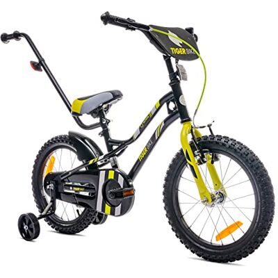 Sun TIGER BIKE Kinderfiets voor jongens, 12, 14 of 16 inch Duwstang, bel, zadel en stuur verstelbaar Sun TIGER BIKE Kinderfiets voor jongens, 12, 14 of 16 inch Duwstang, bel, zadel en stuur verstelbaar
