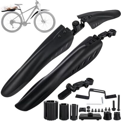 PlsMupn Spatbordset voor fiets, 24-28 inch, universeel MTB-spatbord voor en achter, verstelbaar en afneembaar tegen spatten en modder, voor mountainbike en stadsfiets PlsMupn Spatbordset voor fiets, 24-28 inch, universeel MTB-spatbord voor en achter, verstelbaar en afneembaar tegen spatten en modder, voor mountainbike en stadsfiets