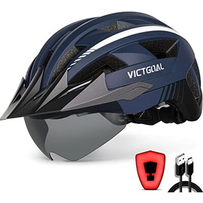 VICTGOAL Fietshelm met afneembare magnetische veiligheidsbril en afneembaar vizier, lichte helm voor volwassenen VICTGOAL Fietshelm met afneembare magnetische veiligheidsbril en afneembaar vizier, lichte helm voor volwassenen