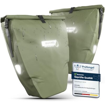Büchel 2 stuks fietstassen voor bagagedrager, 25,4 liter, 100% waterdicht, met draaggreep en schouderriem, fietstas, bagagedragertas, fietstas achter Büchel 2 stuks fietstassen voor bagagedrager, 25,4 liter, 100% waterdicht, met draaggreep en schouderriem, fietstas, bagagedragertas, fietstas achter
