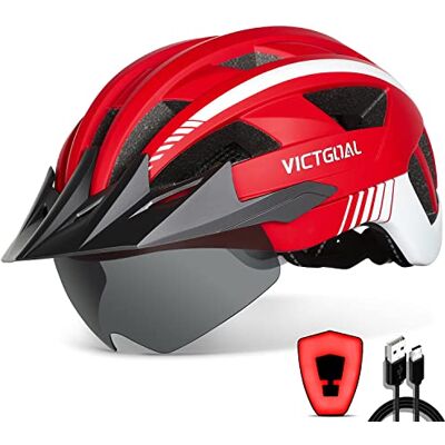 VICTGOAL Fietshelm mountainbike-helm met afneembare magnetische veiligheidsbril, afneembaar vizier, lichte helm, voor volwassenen VICTGOAL Fietshelm mountainbike-helm met afneembare magnetische veiligheidsbril, afneembaar vizier, lichte helm, voor volwassenen