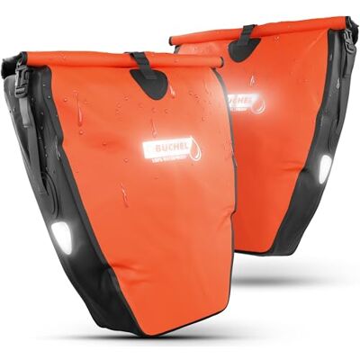 Büchel 2 stuks fietstassen voor bagagedrager, 25,4 liter, 100% waterdicht, met draaggreep en schouderriem, fietstas, bagagedragertas, fietstas achter Büchel 2 stuks fietstassen voor bagagedrager, 25,4 liter, 100% waterdicht, met draaggreep en schouderriem, fietstas, bagagedragertas, fietstas achter