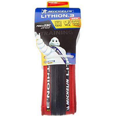 Michelin Lithion3 racefietsbanden, uniseks, rood, 700 x 23C Michelin Lithion3 racefietsbanden, uniseks, rood, 700 x 23C