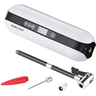 Fischer 50375 Accucompressor, elektrische luchtpomp, 10,3 bar, powerbank en zaklamp, voor fiets, auto, motorfiets, enz. Wit Fischer 50375 Accucompressor, elektrische luchtpomp, 10,3 bar, powerbank en zaklamp, voor fiets, auto, motorfiets, enz. Wit