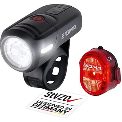 Sigma SPORT Led-fietslampenset Aura 45 en NUGGET II StVZO-goedgekeurd, op batterijen aangedreven voorlicht en achterlicht Sigma SPORT Led-fietslampenset Aura 45 en NUGGET II StVZO-goedgekeurd, op batterijen aangedreven voorlicht en achterlicht