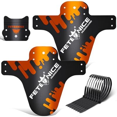 FETESNICE Mountainbike-spatbord, verstelbaar, compatibel voor en achter, geschikt voor wielmaten 26 inch, 27,5 inch, 29 inch, grote maat en dikke fiets, 2 stuks (oranje) FETESNICE Mountainbike-spatbord, verstelbaar, compatibel voor en achter, geschikt voor wielmaten 26 inch, 27,5 inch, 29 inch, grote maat en dikke fiets, 2 stuks (oranje)