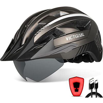 VICTGOAL Fietshelm mountainbike-helm met afneembare magnetische veiligheidsbril, afneembaar vizier, lichte helm, voor volwassenen VICTGOAL Fietshelm mountainbike-helm met afneembare magnetische veiligheidsbril, afneembaar vizier, lichte helm, voor volwassenen