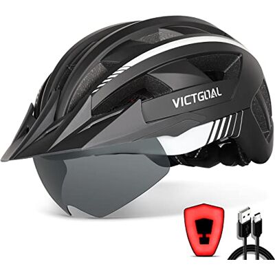 VICTGOAL Fietshelm mountainbike-helm met afneembare magnetische veiligheidsbril, afneembaar vizier, lichte helm, voor volwassenen VICTGOAL Fietshelm mountainbike-helm met afneembare magnetische veiligheidsbril, afneembaar vizier, lichte helm, voor volwassenen