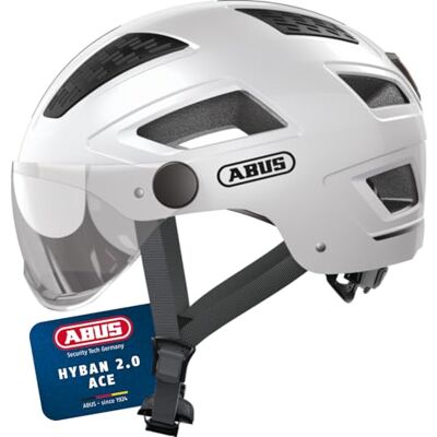 ABUS Hyban 2.0 ACE stadshelm Fietshelm met vizier, licht en ABS-harde schaal Voor dames en heren ABUS Hyban 2.0 ACE stadshelm Fietshelm met vizier, licht en ABS-harde schaal Voor dames en heren