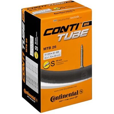 Continental MTB 26 x 1,75-2,5 inch Presta 60 mm lange ventielbinnenbuis Continental MTB 26 x 1,75-2,5 inch Presta 60 mm lange ventielbinnenbuis