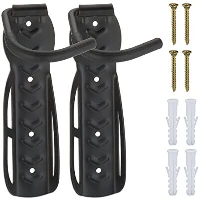 Relaxdays 2 stuks fietswandhouder, fietsophanging tot 25 kg, verticaal, fietshouder, metaal, zwart Relaxdays 2 stuks fietswandhouder, fietsophanging tot 25 kg, verticaal, fietshouder, metaal, zwart