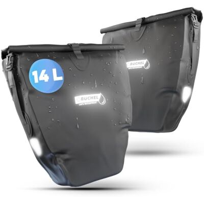 Büchel Fietstas voor bagagedrager, 14 l, 100% waterdicht, met handvat en schouderriem, fietstas voor bagagedrager, bagagedragertas, fietstas achter Büchel Fietstas voor bagagedrager, 14 l, 100% waterdicht, met handvat en schouderriem, fietstas voor bagagedrager, bagagedragertas, fietstas achter