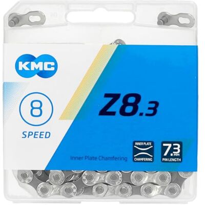 KMC Uniseks Volwassen Z8 zilver/grijze ketting 8 versnellingen 1/2 inch x 3/32, 114 schakels, zilver/grijs KMC Uniseks Volwassen Z8 zilver/grijze ketting 8 versnellingen 1/2 inch x 3/32, 114 schakels, zilver/grijs