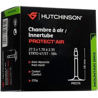 Hutchinson Binnenband MTB Protect'Air Zelfherstellend Geïntegreerde anti-lekvloeistof Presta ventiel Dikte 0.9 mm 48 MM 27,5 x 1,70-2,35 Hutchinson Binnenband MTB Protect'Air Zelfherstellend Geïntegreerde anti-lekvloeistof Presta ventiel Dikte 0.9 mm 48 MM 27,5 x 1,70-2,35