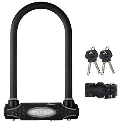 Master Lock Antivol noir avec 2 clés, antivol en U pour vélos et autres équipements de plein air, antivol robuste pour moto, scooter, 8195EC Master Lock Antivol noir avec 2 clés, antivol en U pour vélos et autres équipements de plein air, antivol robuste pour moto, scooter, 8195EC