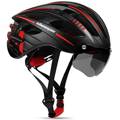 Shinmax Fietshelm voor heren en dames, MTB-fietshelm met USB, magnetisch UV-beschermend licht, helder zelfklevend vizier, uniseks, verstelbaar, fietshelm voor weg en raceboard, Shinmax Fietshelm voor heren en dames, MTB-fietshelm met USB, magnetisch UV-beschermend licht, helder zelfklevend vizier, uniseks, verstelbaar, fietshelm voor weg en raceboard,
