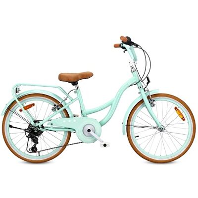 Sun Flower Bike Retro meisjesfiets Stalen frame, V-remmen, spatborden, kettingkast, reflectoren, bel en in hoogte verstelbaar Sun Flower Bike Retro meisjesfiets Stalen frame, V-remmen, spatborden, kettingkast, reflectoren, bel en in hoogte verstelbaar