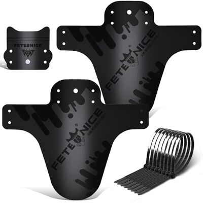 FETESNICE Mountainbike-spatbord, verstelbaar, compatibel voor en achter, geschikt voor wielmaten 26 inch, 27,5 inch, 29 inch, groot formaat en dikke fiets, 2 stuks, zwart FETESNICE Mountainbike-spatbord, verstelbaar, compatibel voor en achter, geschikt voor wielmaten 26 inch, 27,5 inch, 29 inch, groot formaat en dikke fiets, 2 stuks, zwart