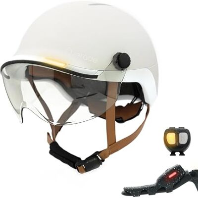 OVERADE Life helm met vizier voor fiets, scooter, met krachtige verlichting voor/achter, knipperfunctie, eenheidsmaat OVERADE Life helm met vizier voor fiets, scooter, met krachtige verlichting voor/achter, knipperfunctie, eenheidsmaat