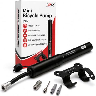 Pitlane Performance Kleine fietspomp mini-luchtpomp voor alle ventielen tot 11 bar Presta Schrader Dunlop Mini-luchtpomp met houder & flexibele slang Kleine fietspomp voor racefiets MTB e-bike Pitlane Performance Kleine fietspomp mini-luchtpomp voor alle ventielen tot 11 bar Presta Schrader Dunlop Mini-luchtpomp met houder & flexibele slang Kleine fietspomp voor racefiets MTB e-bike