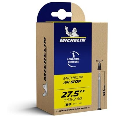 Michelin Airstop Butyl, zwart, afmetingen 27,5 x 1,90/2,50/60 mm Michelin Airstop Butyl, zwart, afmetingen 27,5 x 1,90/2,50/60 mm