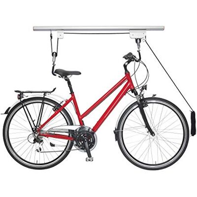 Relaxdays Fietslift, tot 20 kg, met trekkoord, voor garage en kelder, plafondhouder voor fiets, zilver/zwart Relaxdays Fietslift, tot 20 kg, met trekkoord, voor garage en kelder, plafondhouder voor fiets, zilver/zwart