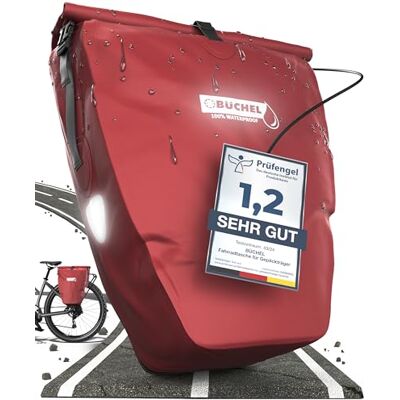 Büchel Merlot 81518003 Fietstas voor volwassenen, uniseks, bagagedrager, 100% waterdicht, schouderriem Büchel Merlot 81518003 Fietstas voor volwassenen, uniseks, bagagedrager, 100% waterdicht, schouderriem