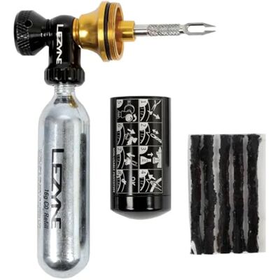 LEZYNE Binnenbandloze CO2-pomp, 2-in-1 CO2-dispenser en bandenreparatieset, blaast en verzegelt banden, inclusief plugstrips LEZYNE Binnenbandloze CO2-pomp, 2-in-1 CO2-dispenser en bandenreparatieset, blaast en verzegelt banden, inclusief plugstrips