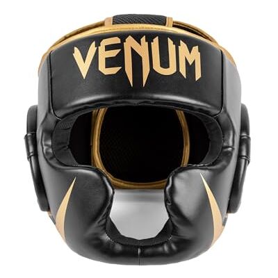 Venum Challenger Headgear Helm voor volwassenen, uniseks, zwart/goud, één maat Venum Challenger Headgear Helm voor volwassenen, uniseks, zwart/goud, één maat