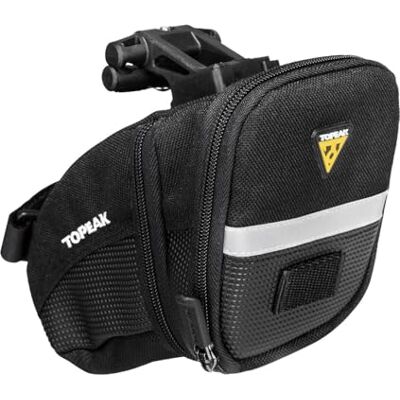 Topeak Aero Wedge QuickClick zadeltas met bevestiging, uniseks, volwassenen, zwart, maat M Topeak Aero Wedge QuickClick zadeltas met bevestiging, uniseks, volwassenen, zwart, maat M