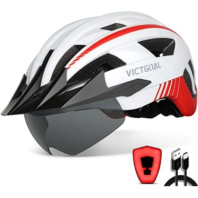 VICTGOAL Fietshelm mountainbike-helm met afneembare magnetische veiligheidsbril, afneembaar vizier, lichte helm, voor volwassenen VICTGOAL Fietshelm mountainbike-helm met afneembare magnetische veiligheidsbril, afneembaar vizier, lichte helm, voor volwassenen