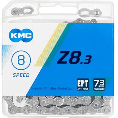 KMC Uniseks volwassenen Z8 EPT 8 versnellingen ketting 1/2 inch x 3/32, 114 schakels, zilver KMC Uniseks volwassenen Z8 EPT 8 versnellingen ketting 1/2 inch x 3/32, 114 schakels, zilver